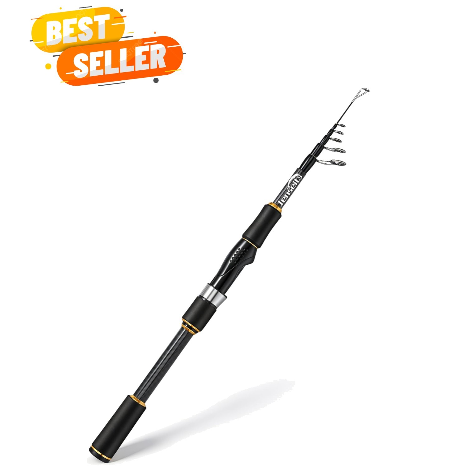 Travel Fishing Rod, Telescopic & 4-Piece Portable 24T Carbon Fiber Rod, Stain…