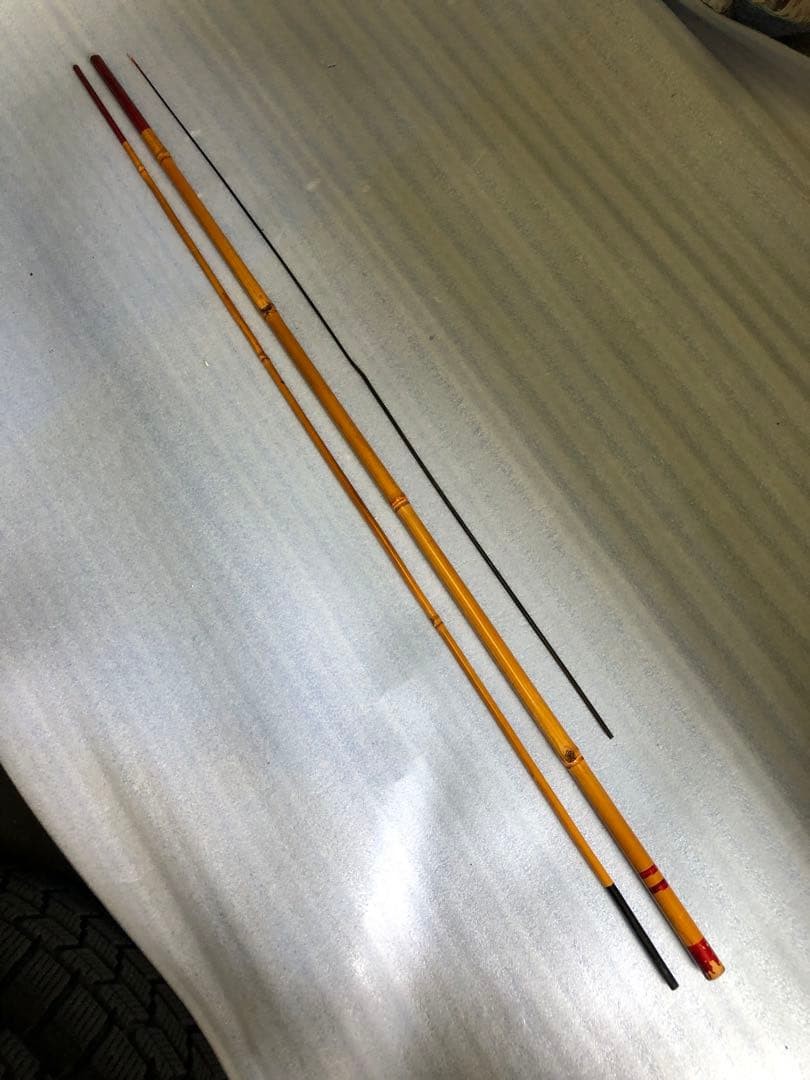 Showa Retro Bamboo Fishing Rod Set 3 Pieces, 100cm & 80cm, Used