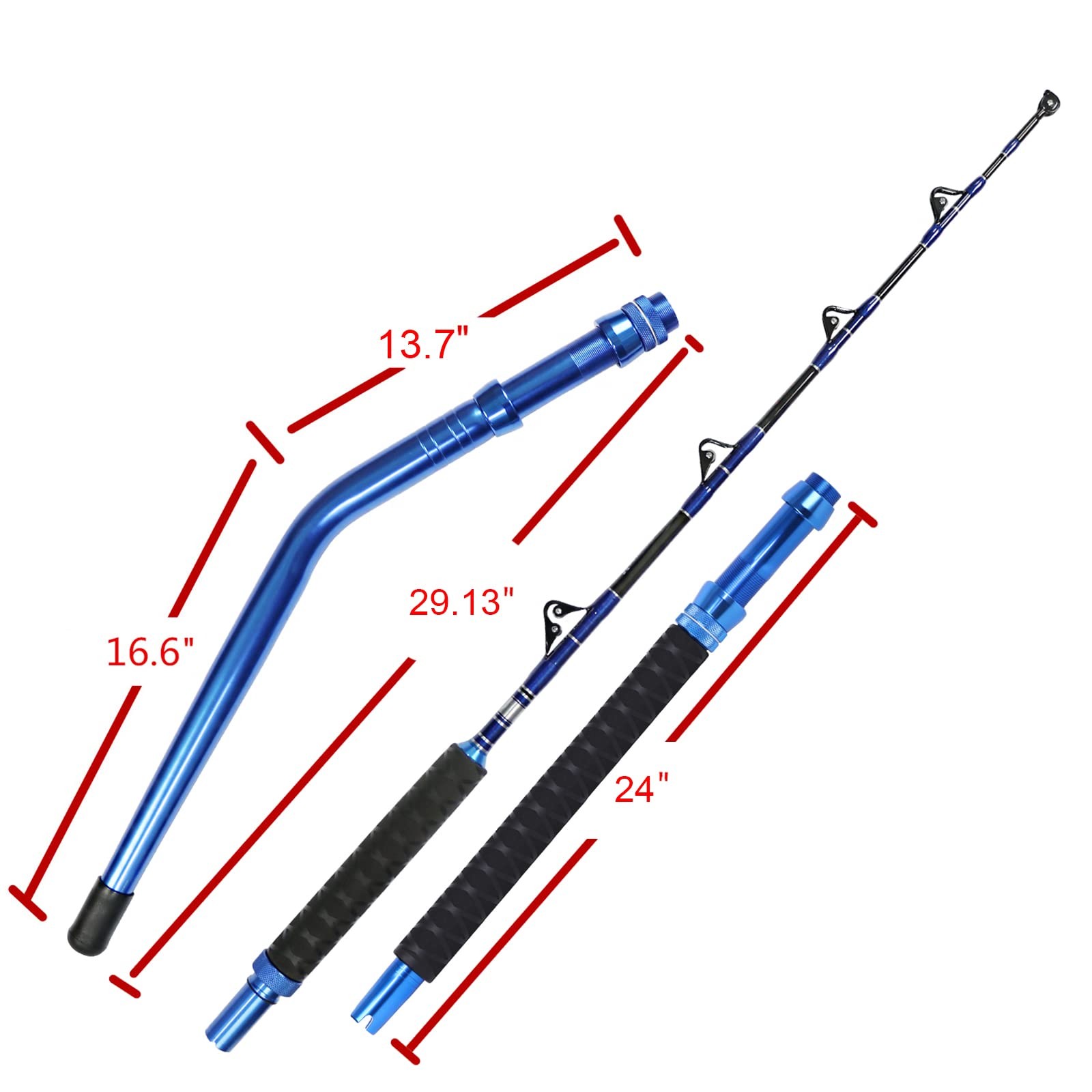 Fiblink Bent Fishing Rod 2-Piece Saltwater Trolling Heavy Roller Offshore Rod