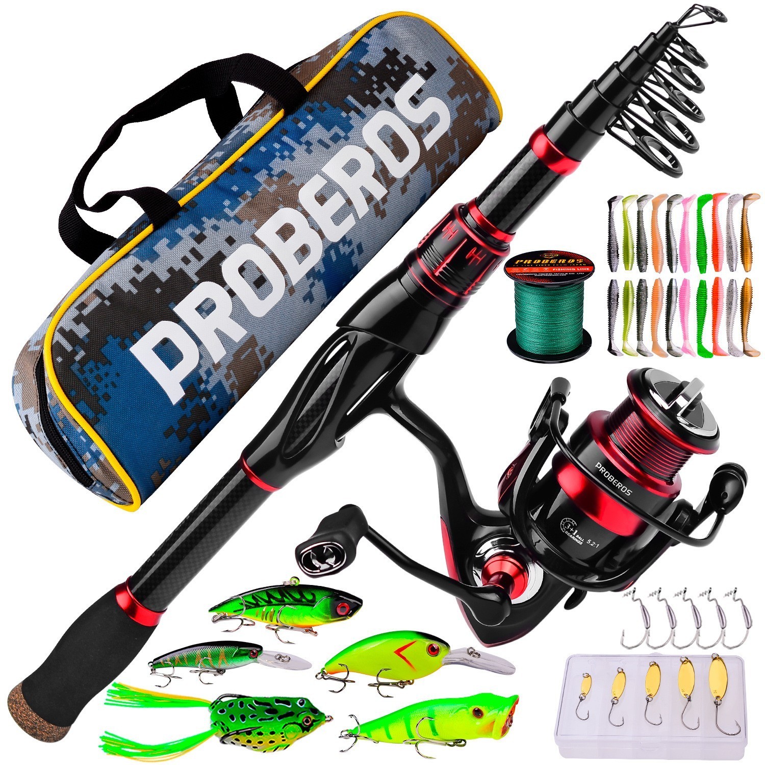 Long-distance Casting Fishing Rod Reel & Rod Combo Fiberglass Sea Fishing Rod