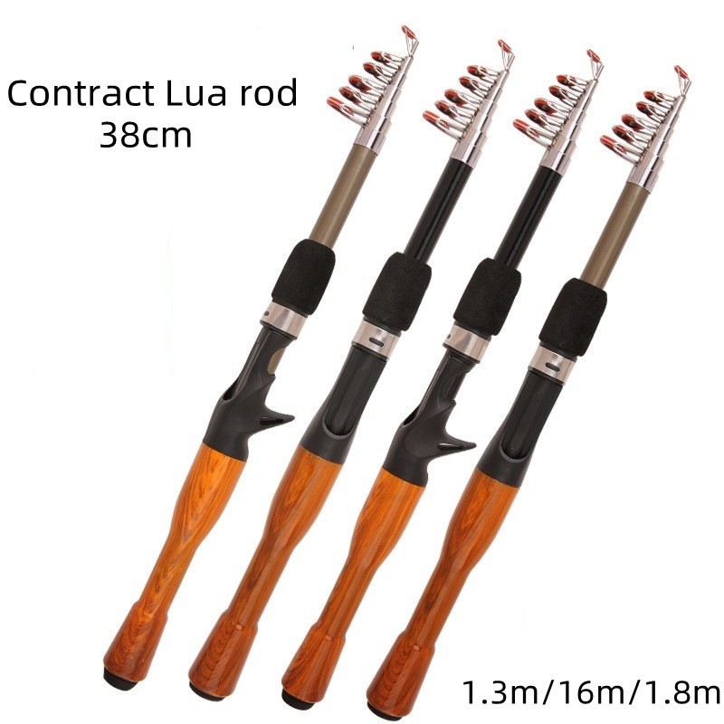 Mini Fishing Spinning Casting Rod 1.3-1.8m Telescopic Carbon Fiber Pole Sea Bass
