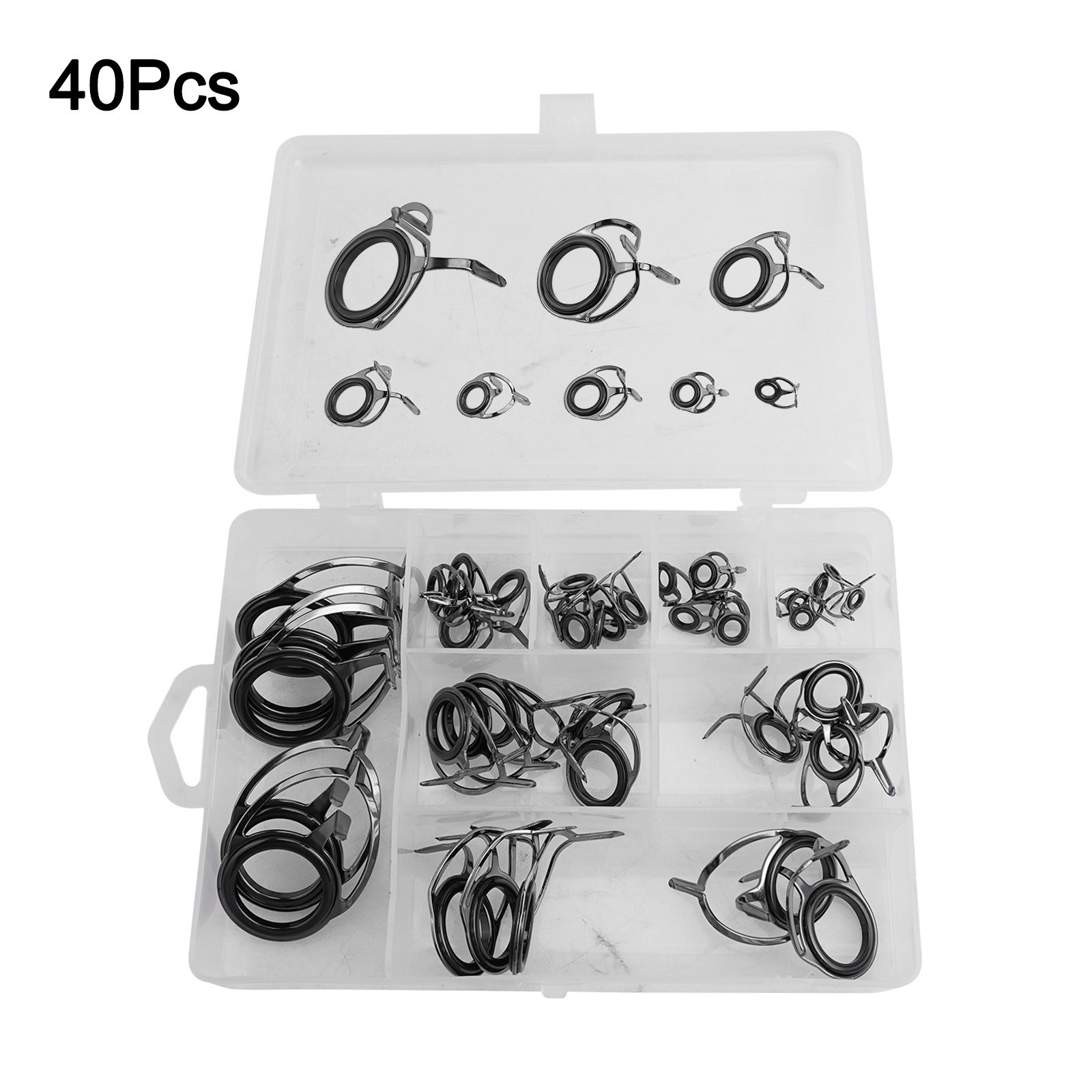 Complete Repair Kit of Fishing Rod Guide Rings 40/45Pcs Set with Fish Box