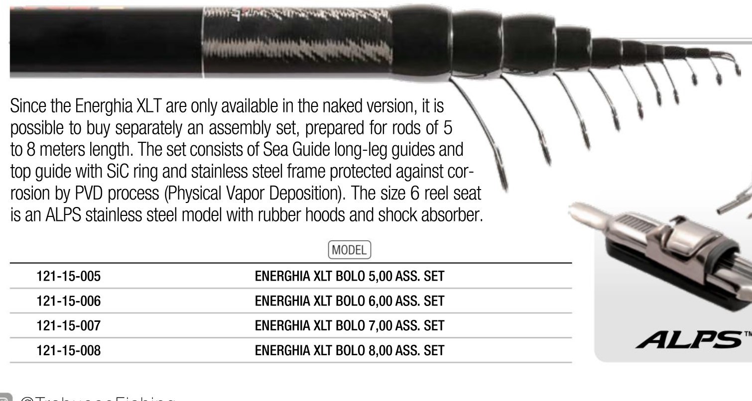 Trabucco highest quality Energhia XLT 6.0m bolognese rod plus guide set 190g wt