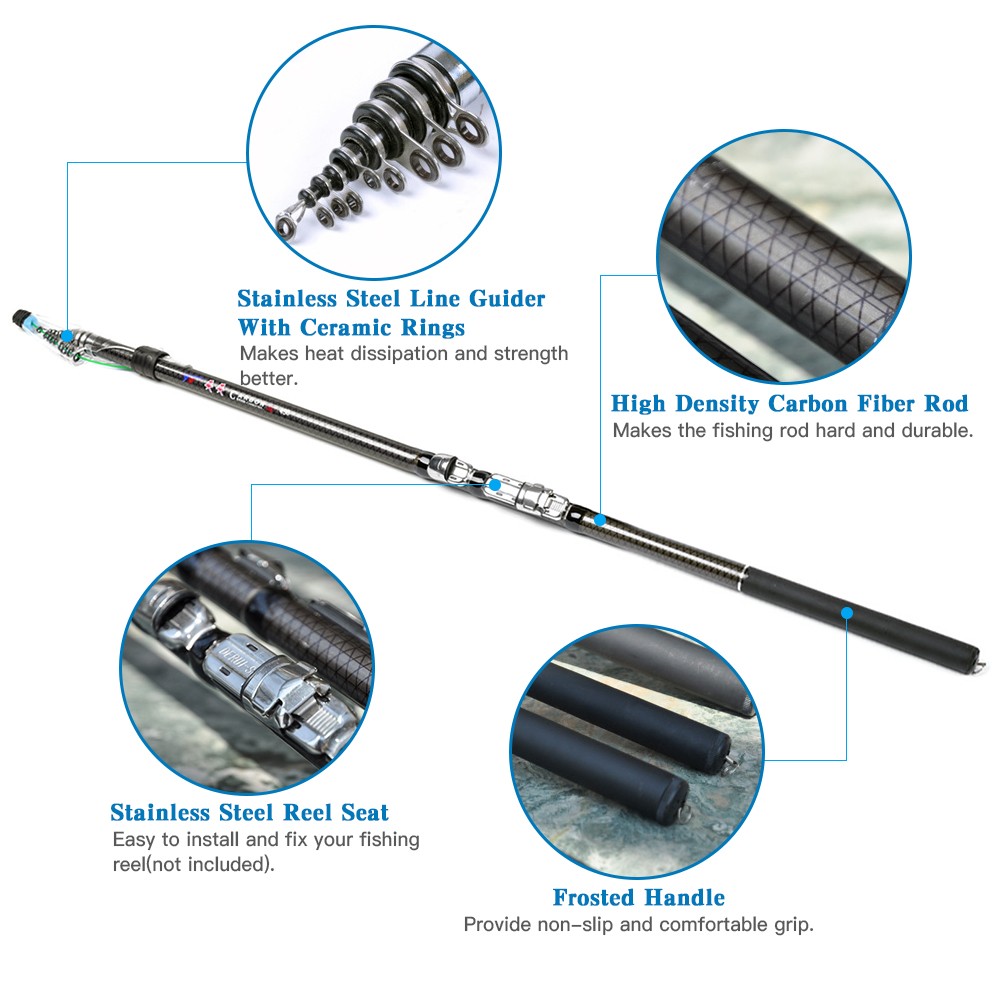 2.7m/3.6m/4.5m/5.4m/6. Telescopic Fishing Rod Carbon Fiber Fishing Rod NMDH