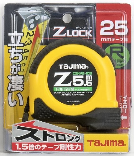 Tajima ZL2555SCB Tape Measure 5.5m x 25mm Shaku Scale
