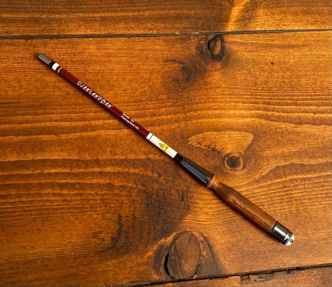 Tanago fishing rod 120cm wood grip brown & white swinging rod used