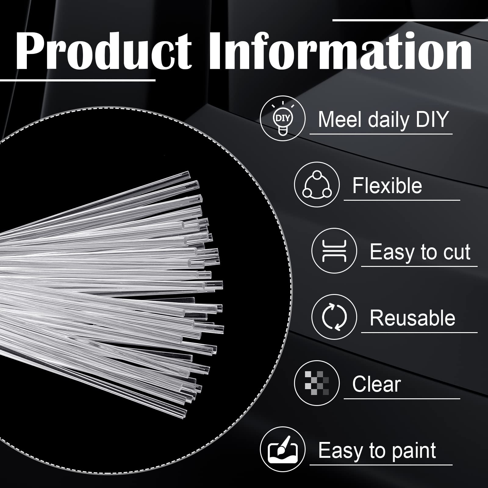 Vicenpal 120 Pcs 12 Inch Clear Acrylic Rods 3 mm Plant Stakes Acrylic Dowel R…