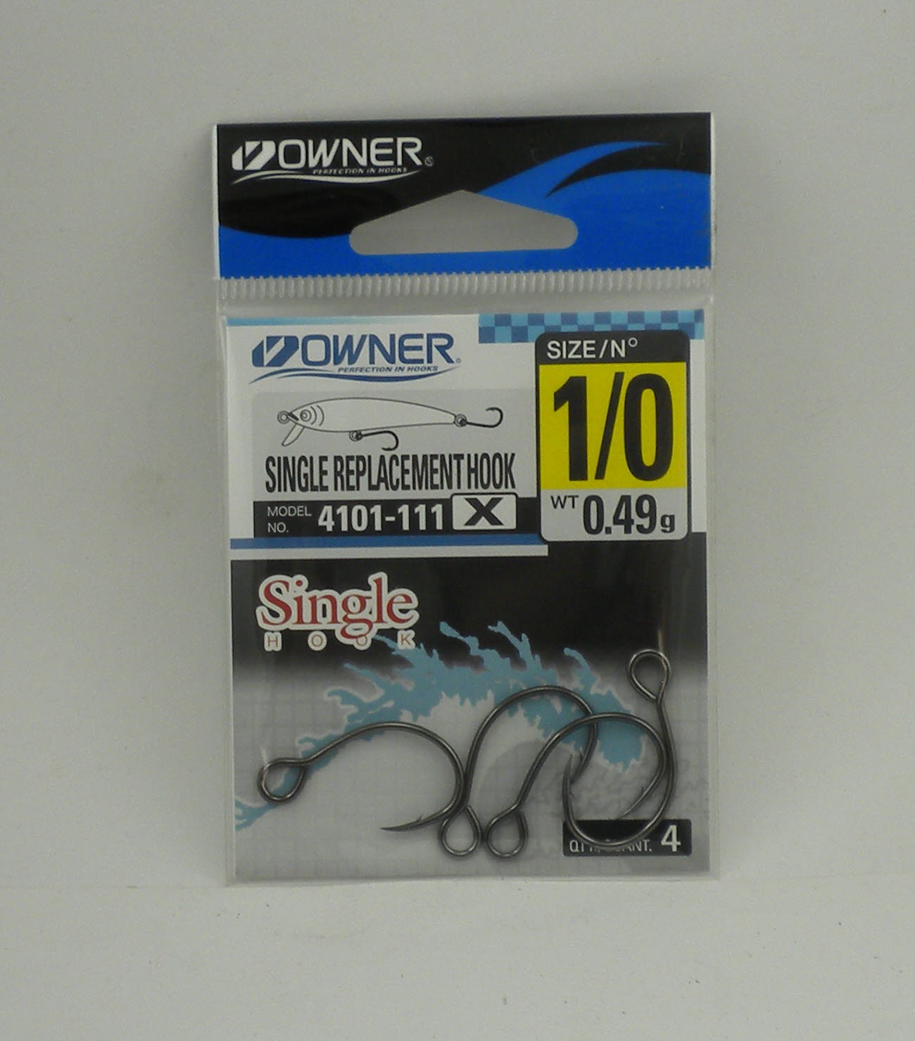 Owner 4101-111 Lure Replacement Hook 1X Strong Needle Point Black Chrome 1/0 4Ct
