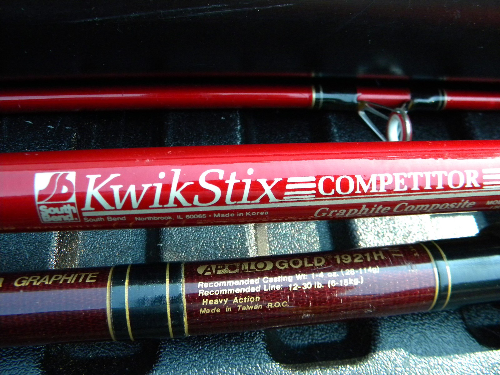 KwikStix #1506, 10′ & Diawa Apollo Gold, #1921H, 11′ with Phantom case.