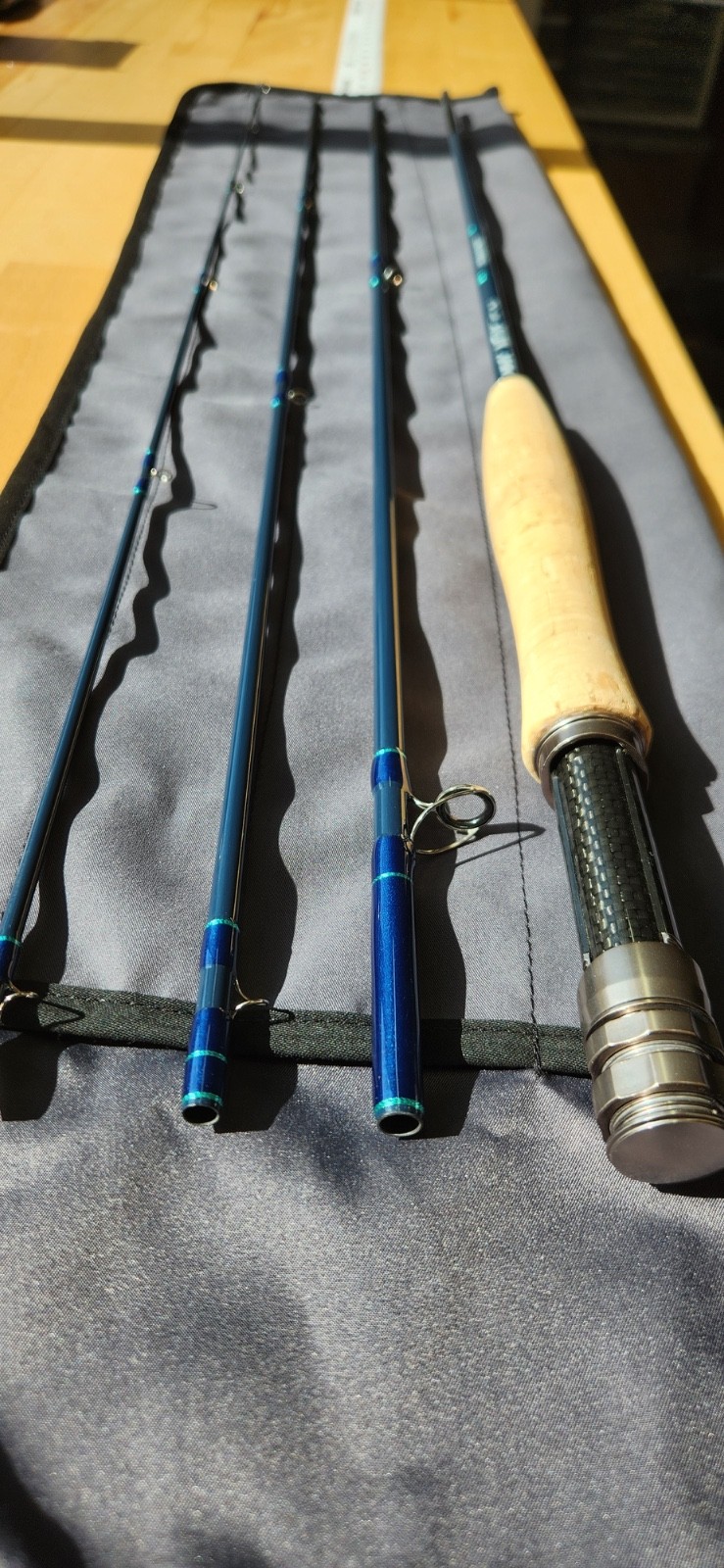 Custom 9ft 5wt fly rod deep blue MHX Native blank