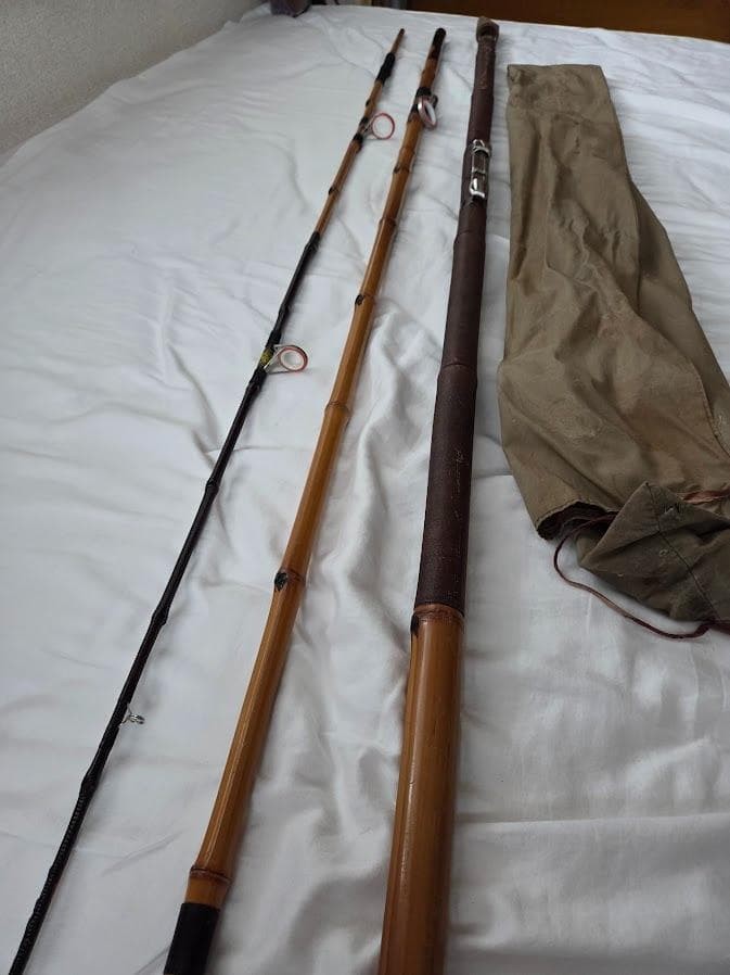 Japanese Bamboo Fishing Rod, 3pcs, 164.5cm & 154cm, Used