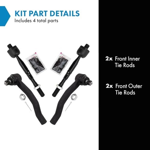 Inner and Outer Driver and Passenger Side Tie Rod Set 4 Piece for PSA36593