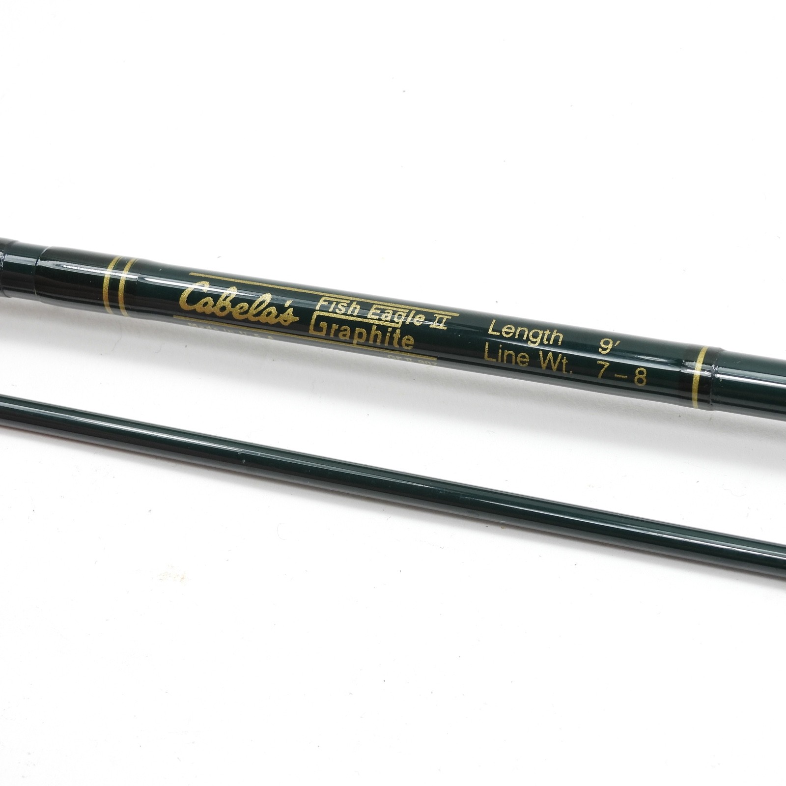 Cabela’s Fish Eagle II Graphite Fly Rod. 9’ 7-8wt. Made in USA. W/ Tube & Sock.
