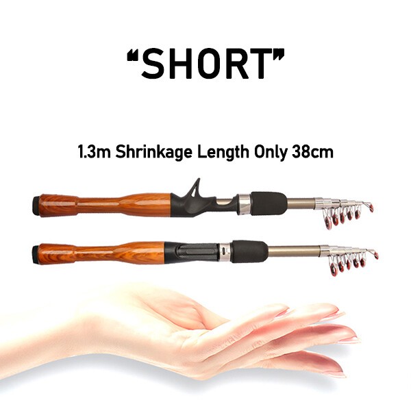 Mini Fishing Spinning Casting Rod 1.3-1.8m Telescopic Carbon Fiber Pole Sea Bass