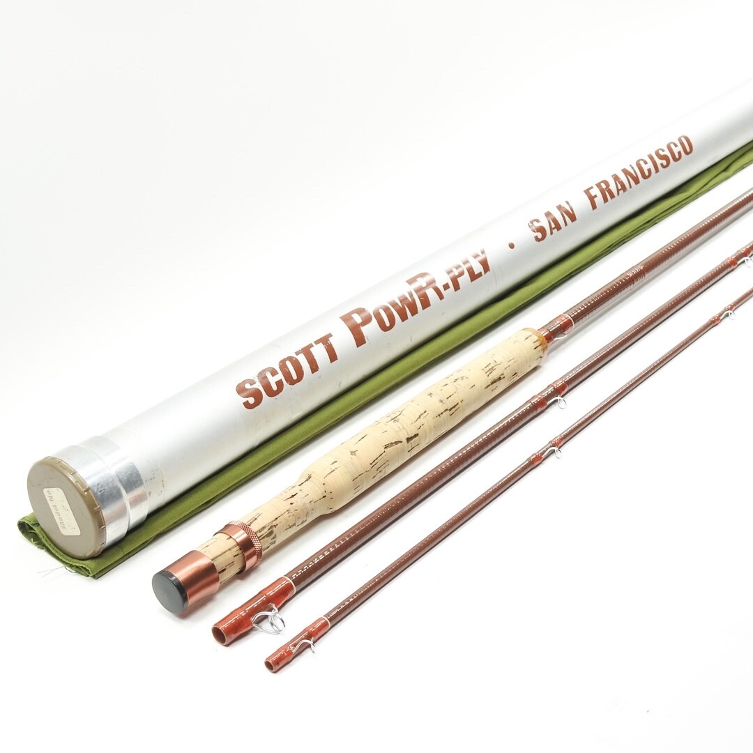 Scott Powr-Ply Fiberglass Fly Rod. 8’ 6wt. F-81. 3-Piece. W/ Tube and Sock.
