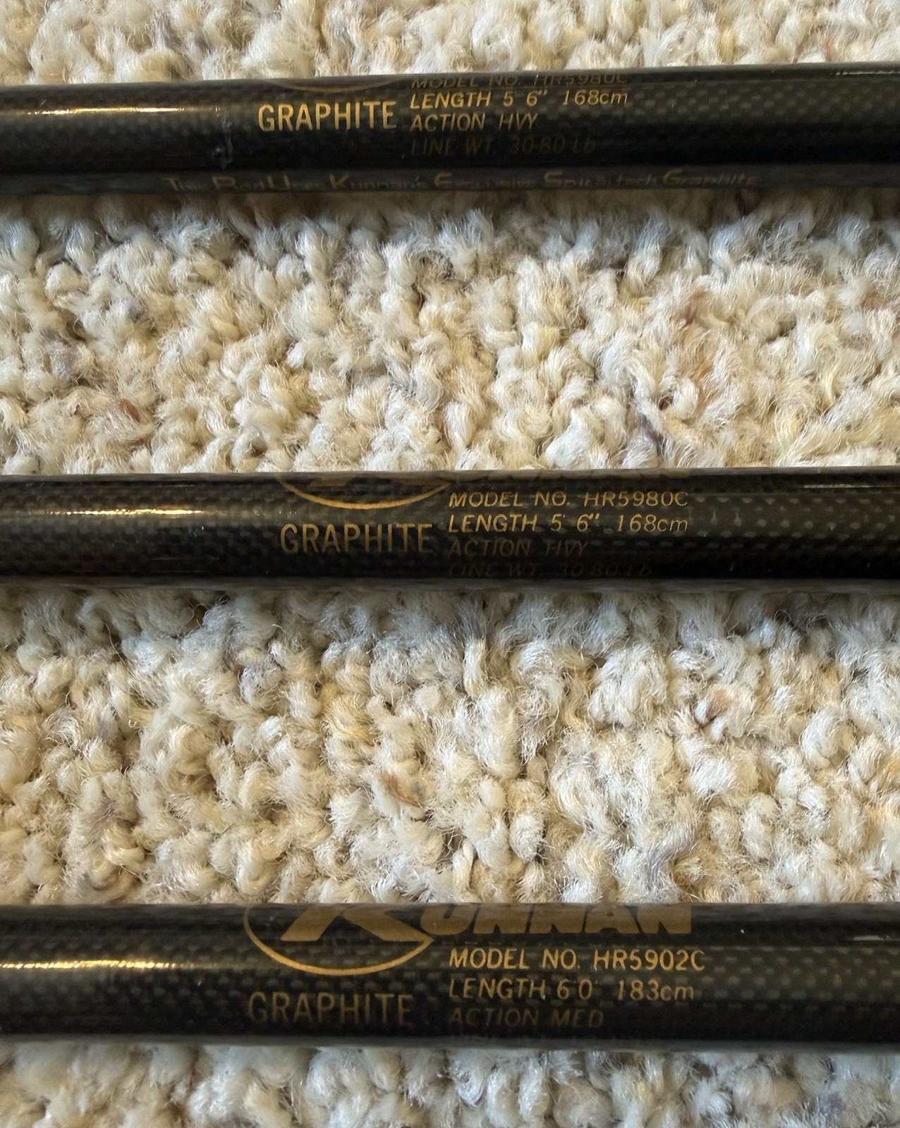 Lot of (3) Kunnan HOT RAIL Conventional Saltwater Fishing Rods, “NICE”… L@@K!!!