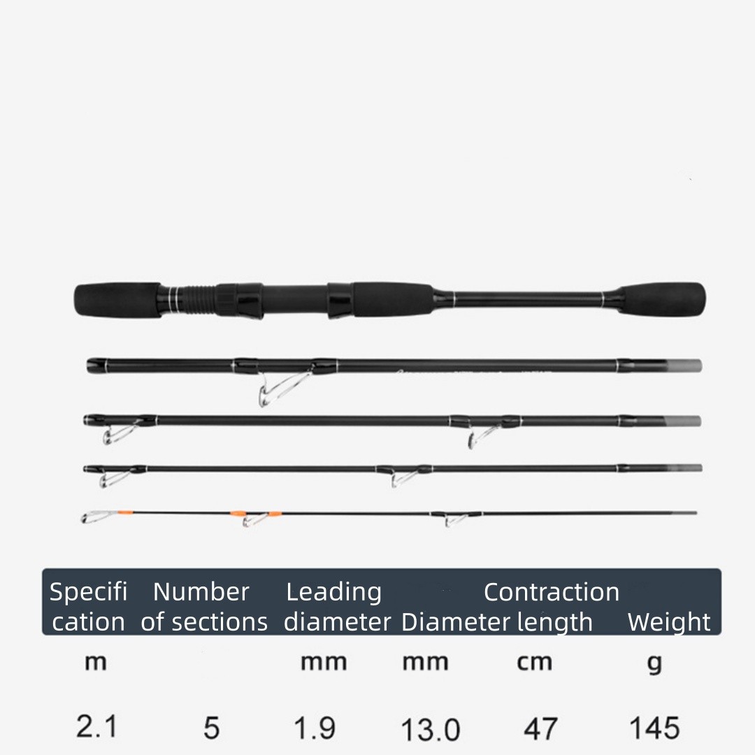 1.8M Carbon Fiber Travel Fishing Rod Straight handle Casting Pole Lightweight