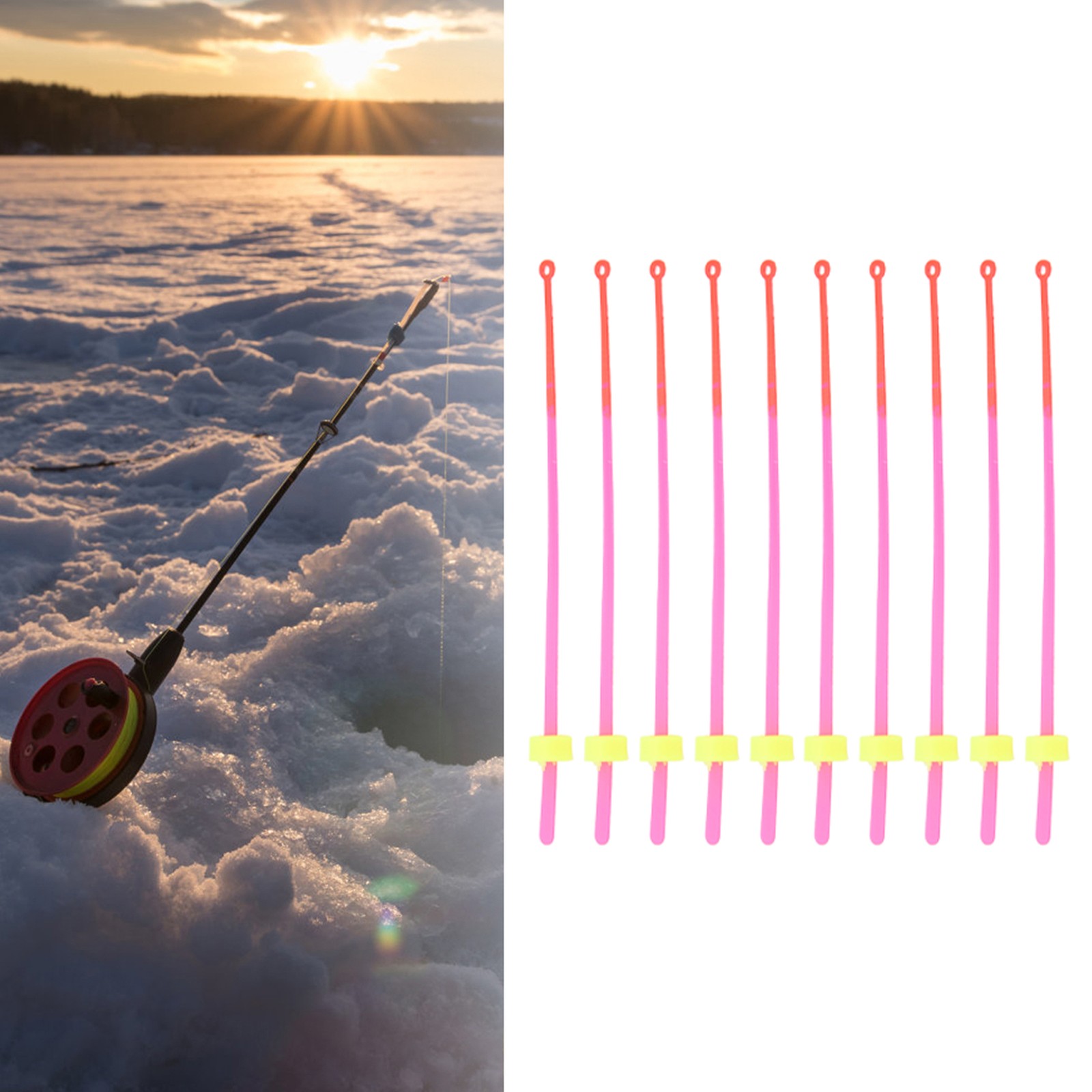 10-Pack Ice Fishing Rod Tip ABS Mini Top Section Pole Extension 12cm
