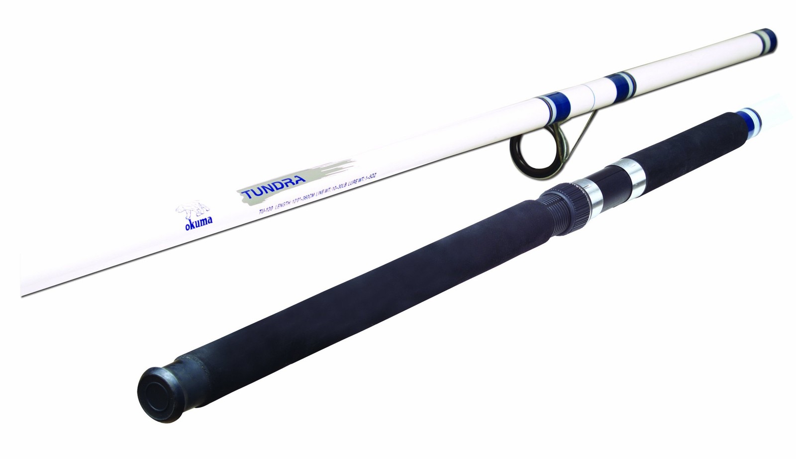 Okuma Tundra Durable Glass Surf Spinning Rods Tu-120: 12′, Med-hvy, 10-30lb