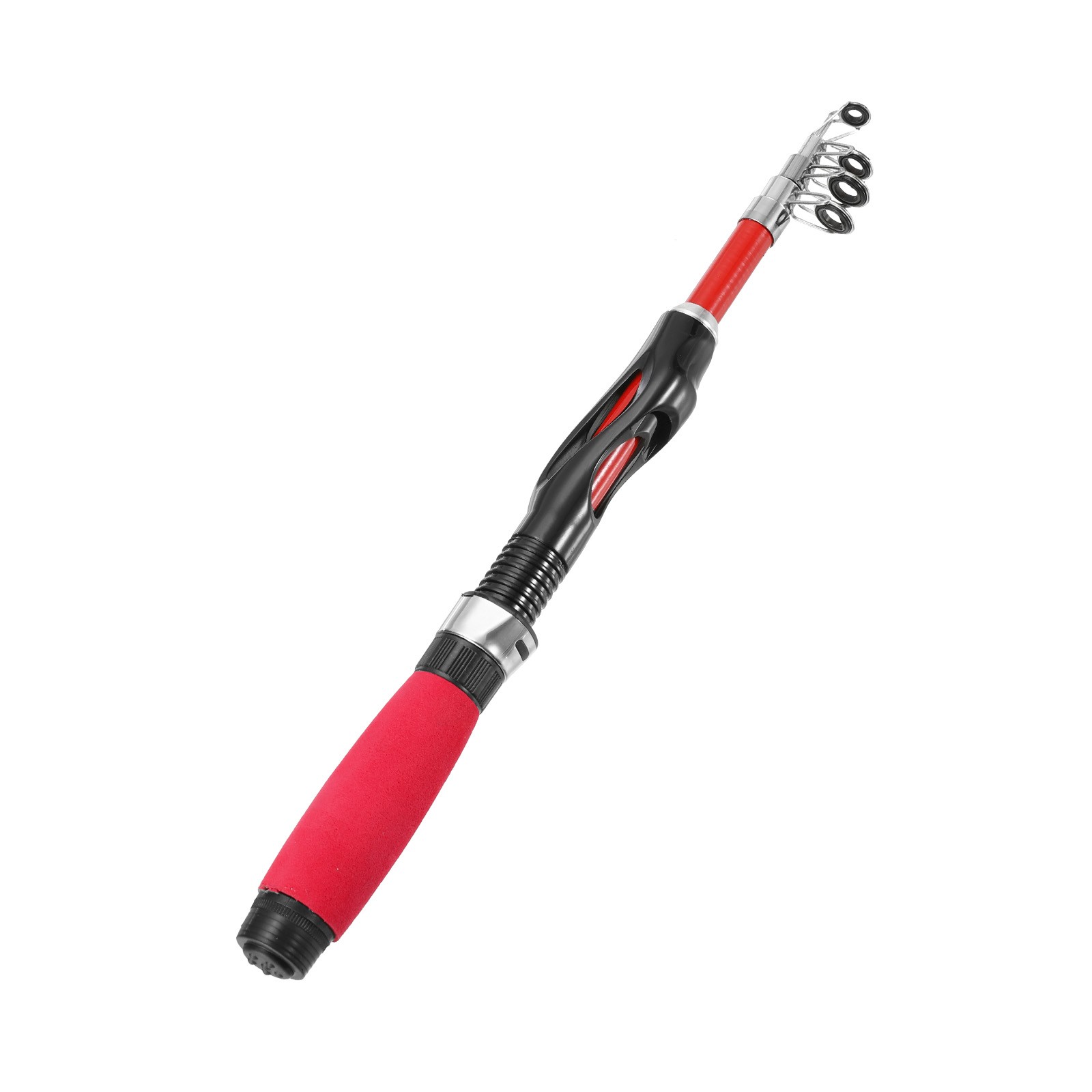 Telescopic Fishing Rod 44 Inch, Lightweight Collapsible, Black / Red