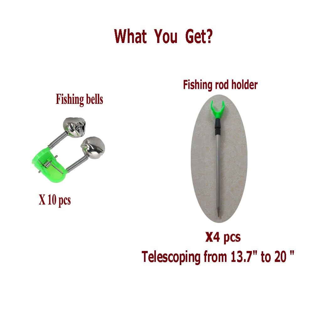 FASPLORE 4-Pack Telescopic Fishing Rod Holders for 4pcs-20″, GREEN-WHITE