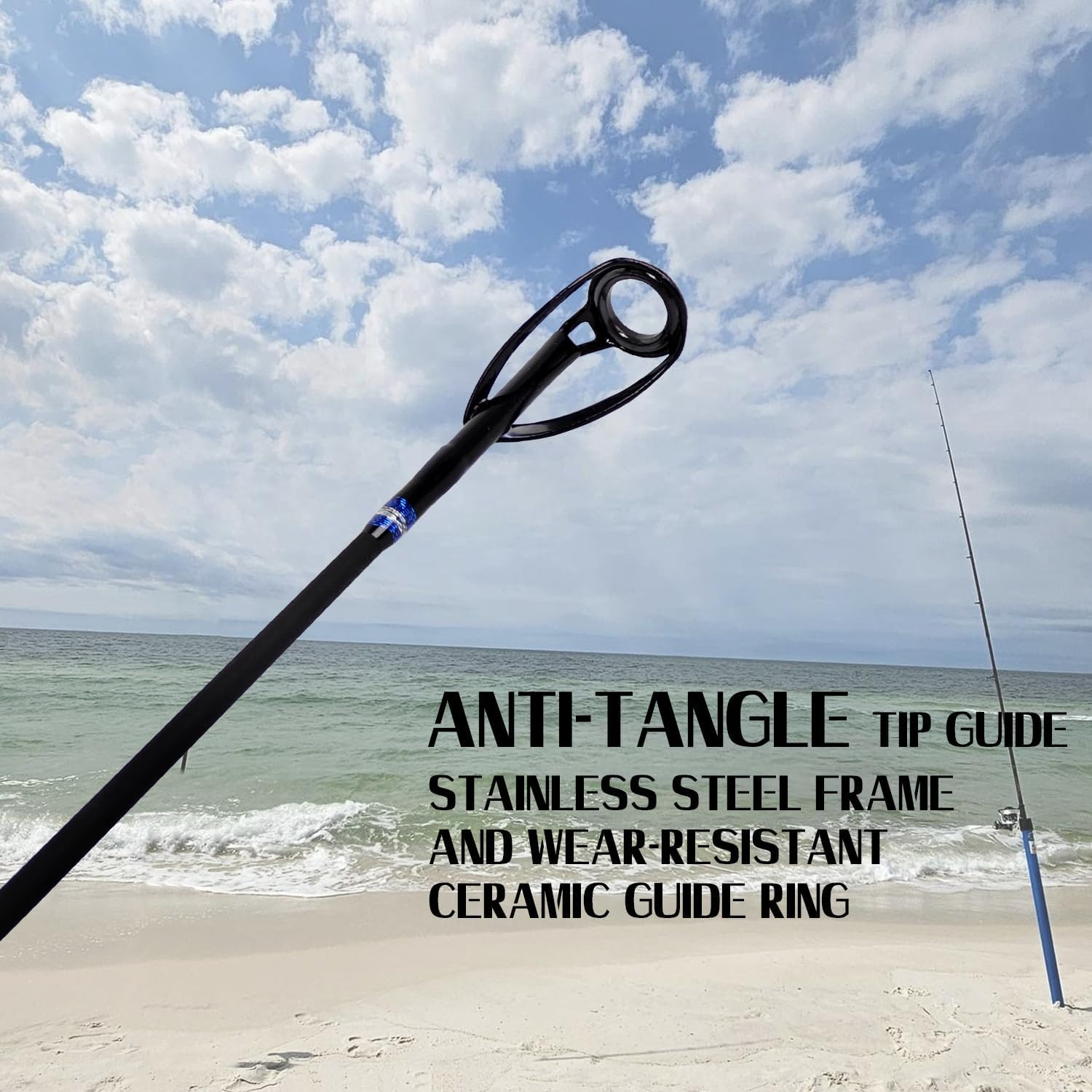 Surf Fishing Rod Carbon Surf Spinning Rod Portable Travel Saltwater Beach Blue S