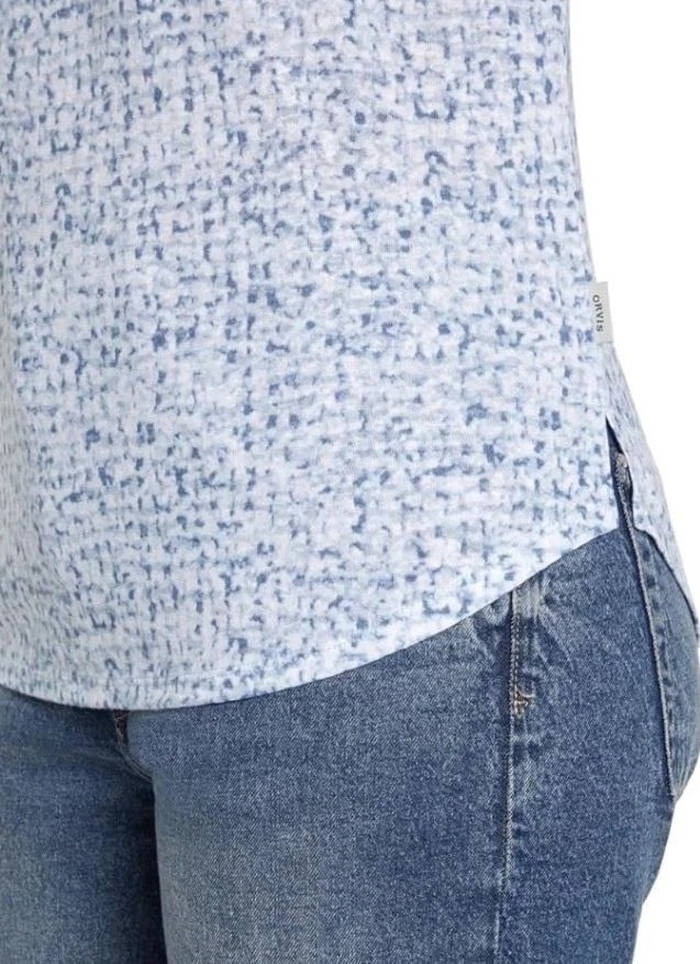 Orvis Women’s XS Blue & White Printed Linen Blend Cap Sleeve Top n1118
