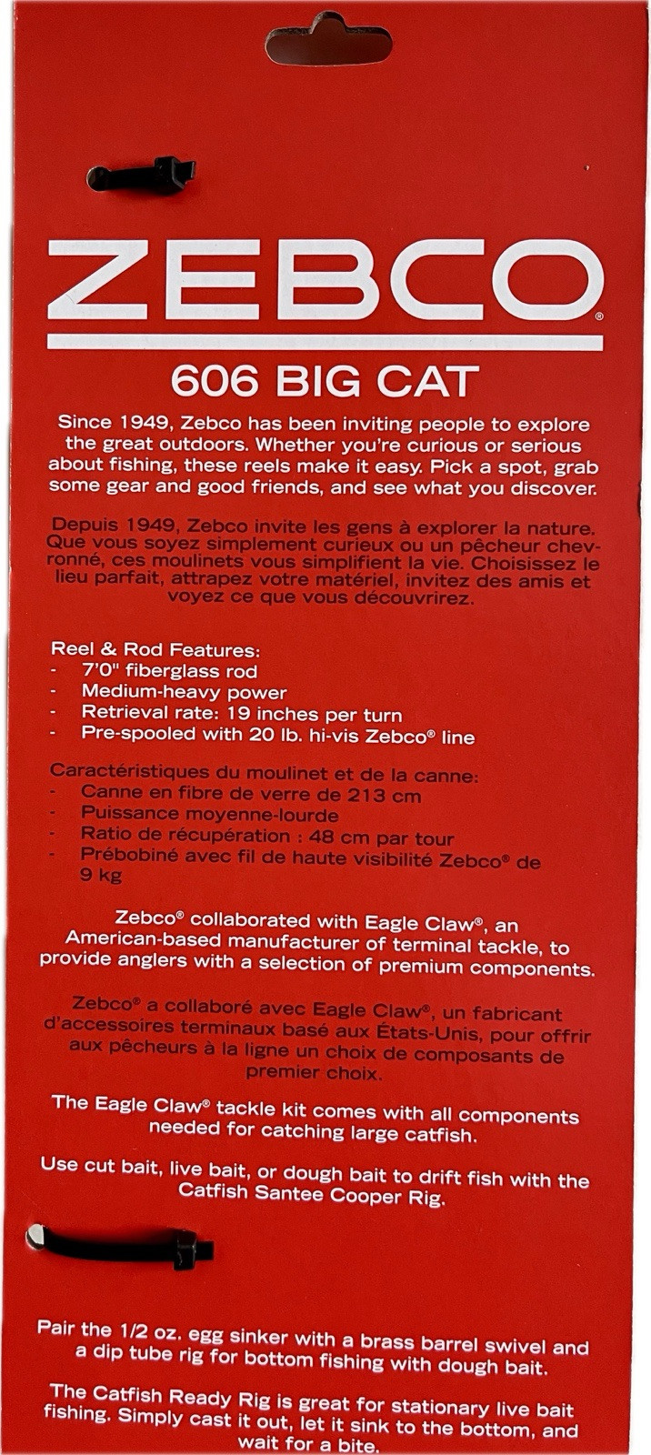 ZEBCO 606 BIG CAT SPINCAST COMBO 7′ 2 pc with Tackle Kit 20 lb test line