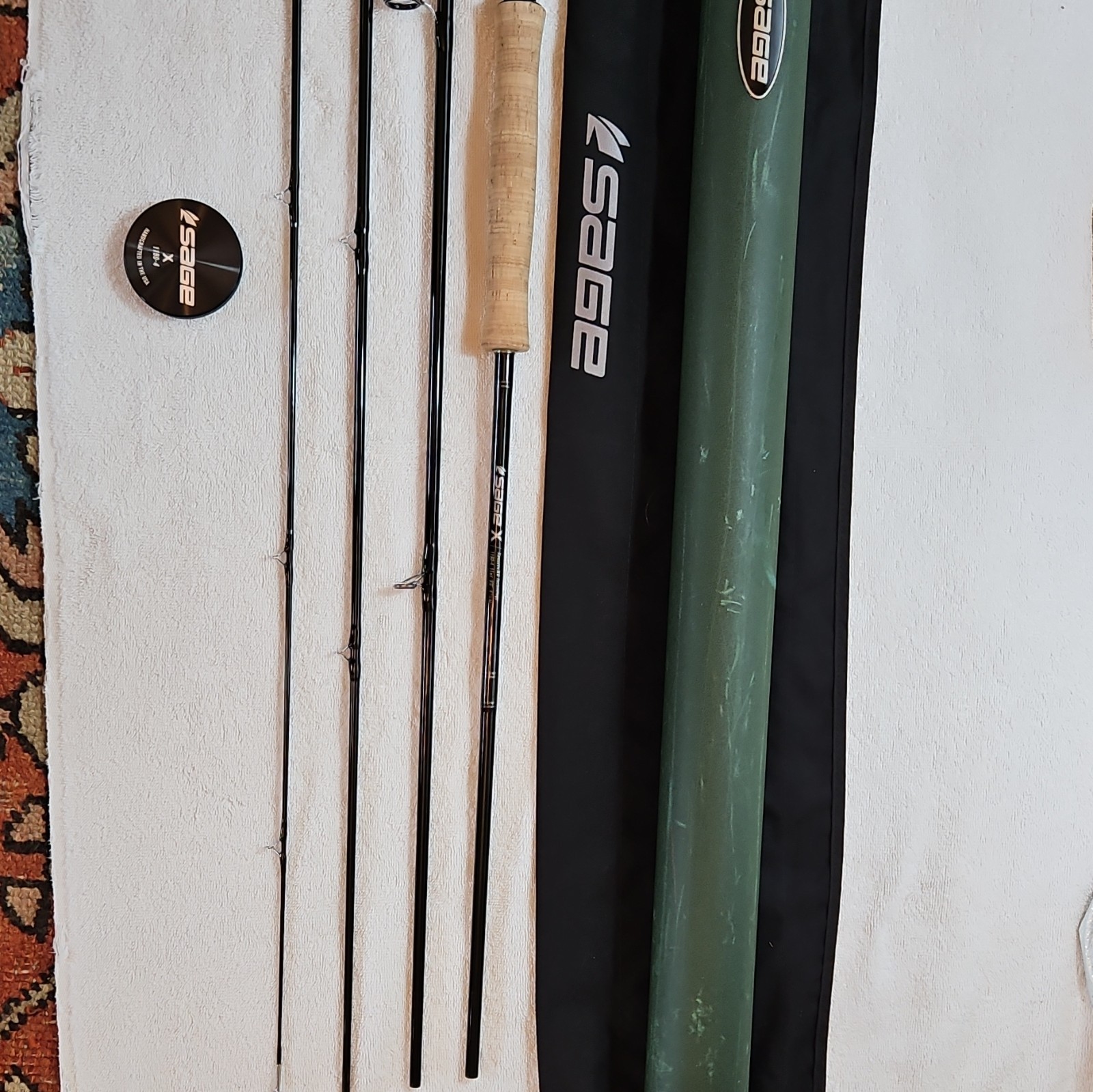 SAGE X 1190-4 Fly Rod 9ft 11wt 4pc Graphite.10 Guides Original &Tube Sock