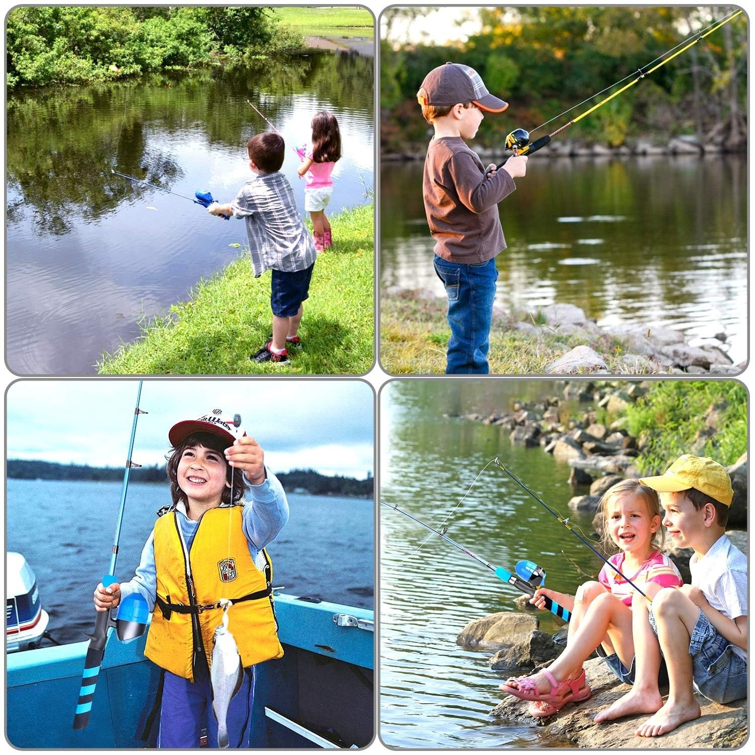 PLUSINNO Kids Fishing Pole, Portable Telescopic Fishing Rod and Reel Combo Ki…