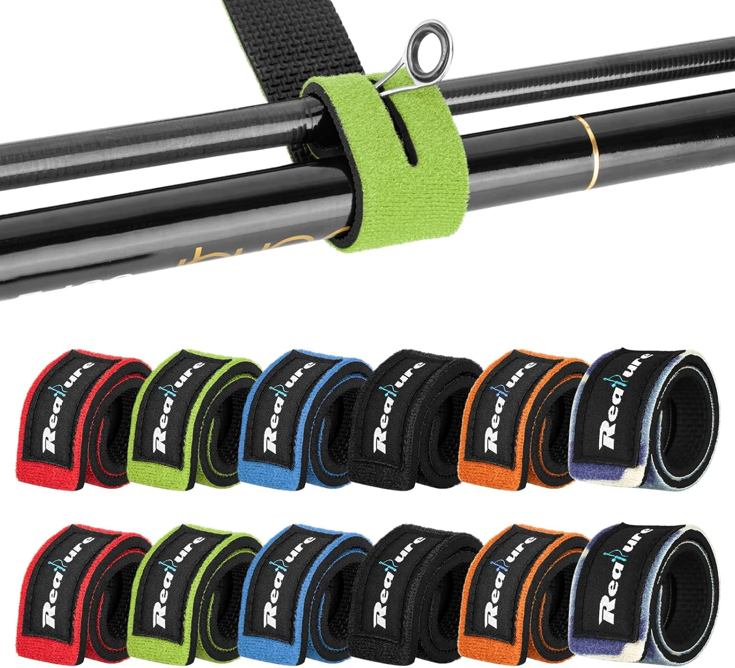 12 Pcs Fishing Rod Straps, Adjustable Fishing Rod Straps, Elastic Neoprene Fishi