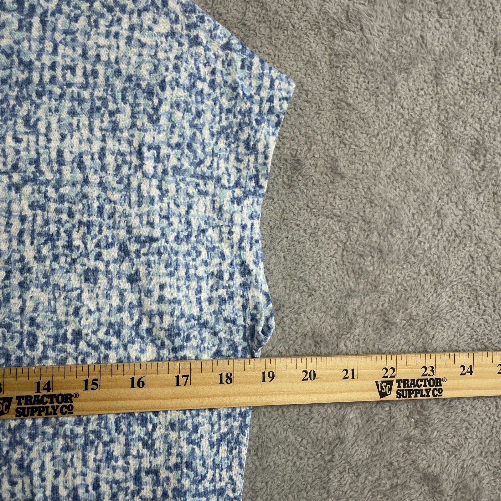 Orvis Women’s XS Blue & White Printed Linen Blend Cap Sleeve Top n1118