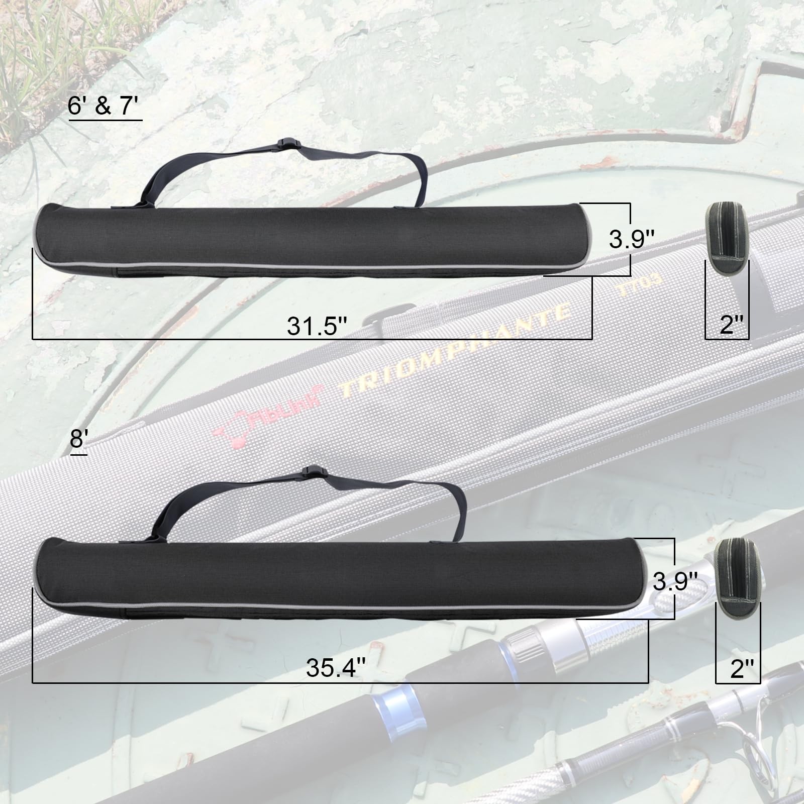 7 Foot Black Fishing Rod Portable Carbon Fiber with Non Slip EVA Handles