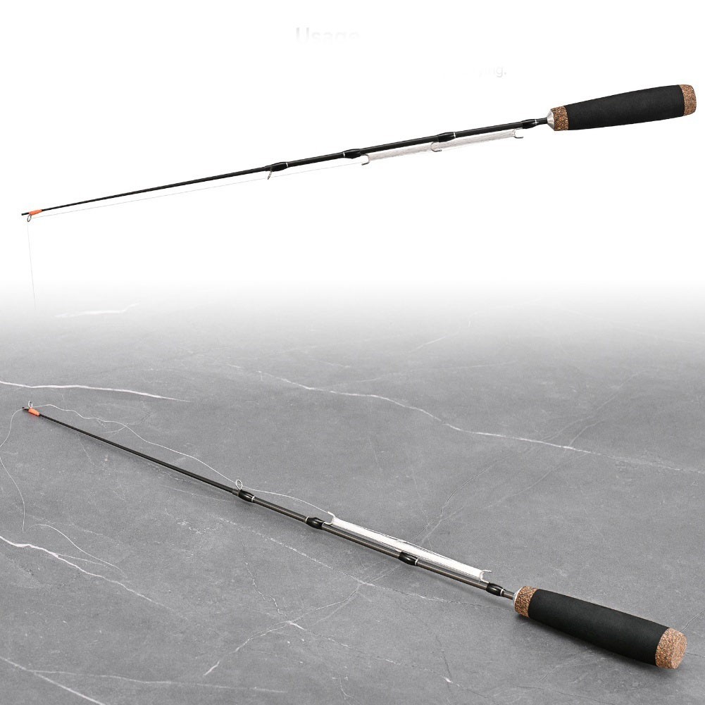 for 2 Section Telescopic Ice Fishing Rod Carbon Fiber 50cm With Wooden Grip