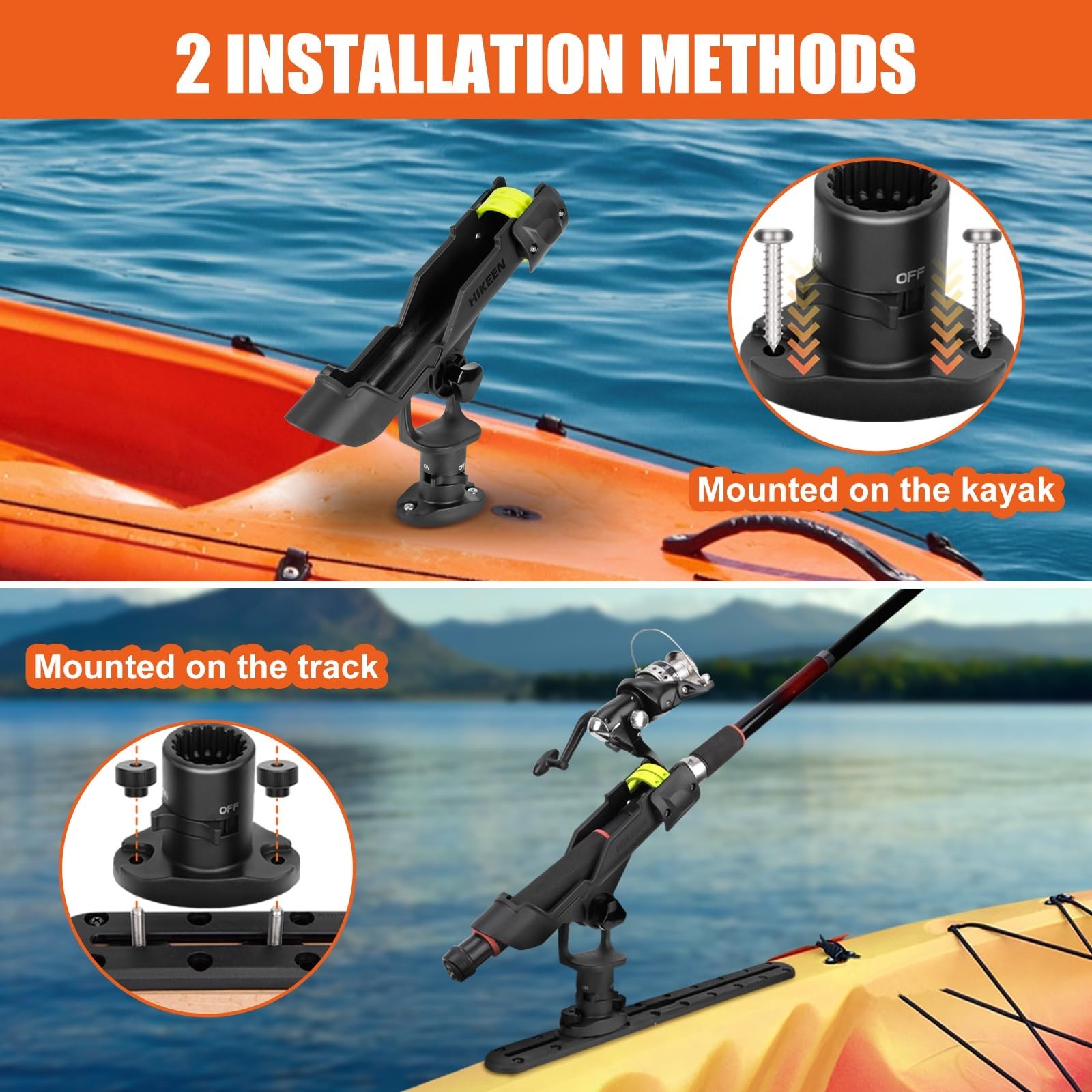 Kayak Fishing Rod Holder, Fishing Boat Rod Holder for Track Mount / Deck Moun…