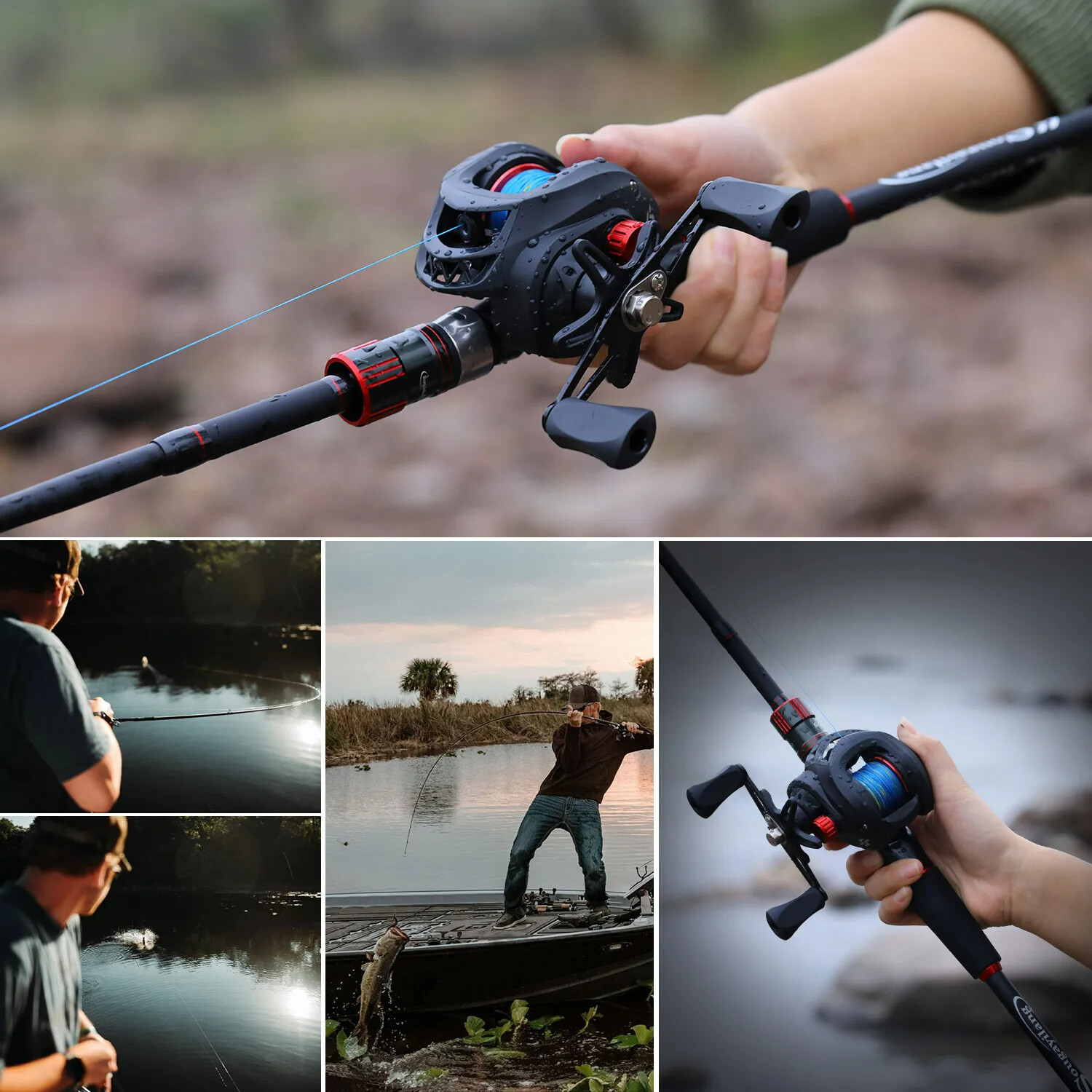 Sougayilang Cast Carbon Fiber Fishing Rod Reel Set Max Drag 8kg with Line Lure
