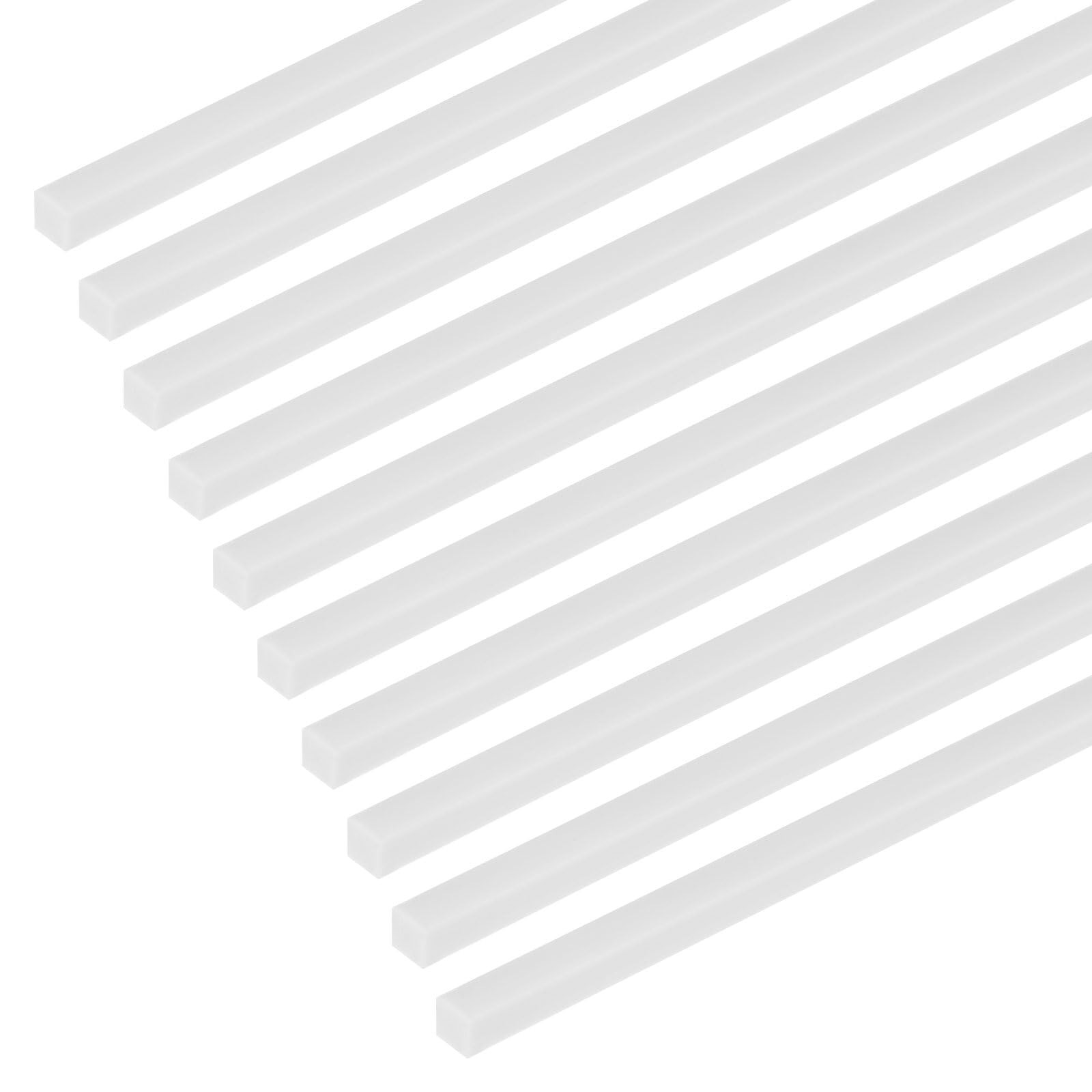 10 PCS Square ABS Plastic Bars Rods 4x250mm Smooth Tube Craft Model White