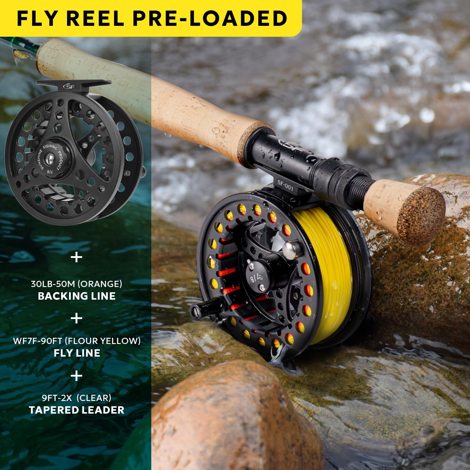 SF Fly Fishing Rod Combo Starter Kit 4 Piece 7WT 9FT Emerald Green 24T Carbon…