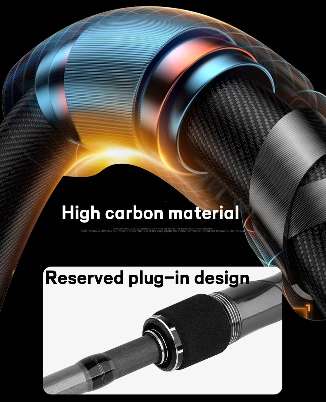 7FT 8FT Fishing Rods Spinning Rod Casting Carbon Fiber Rod 5 Section Sensitive