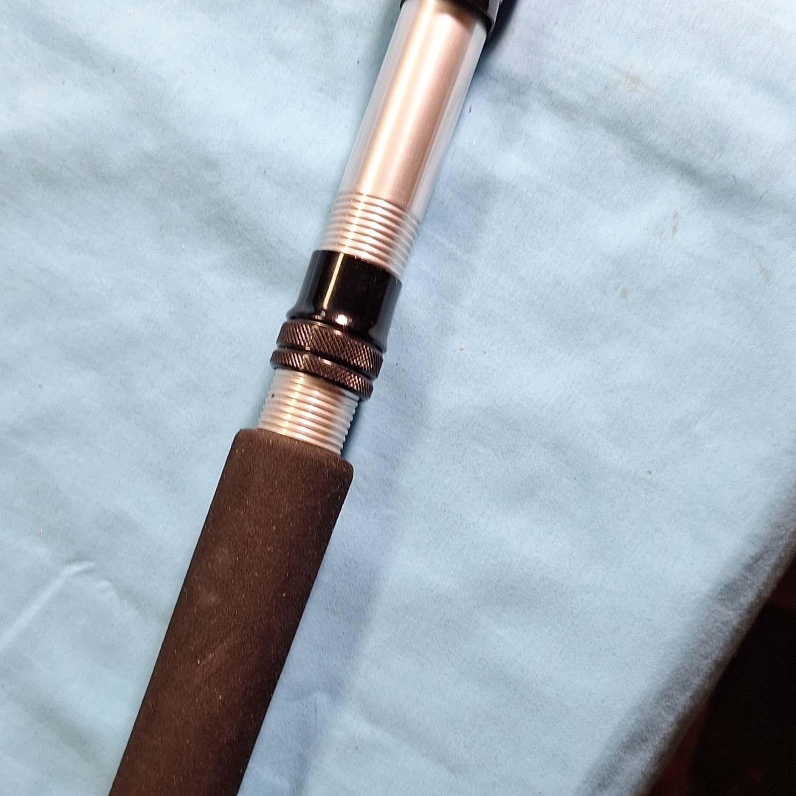 Telescopic Fishing Rod Black/Silver EVA Handle 5 Guides Full Grip Metal