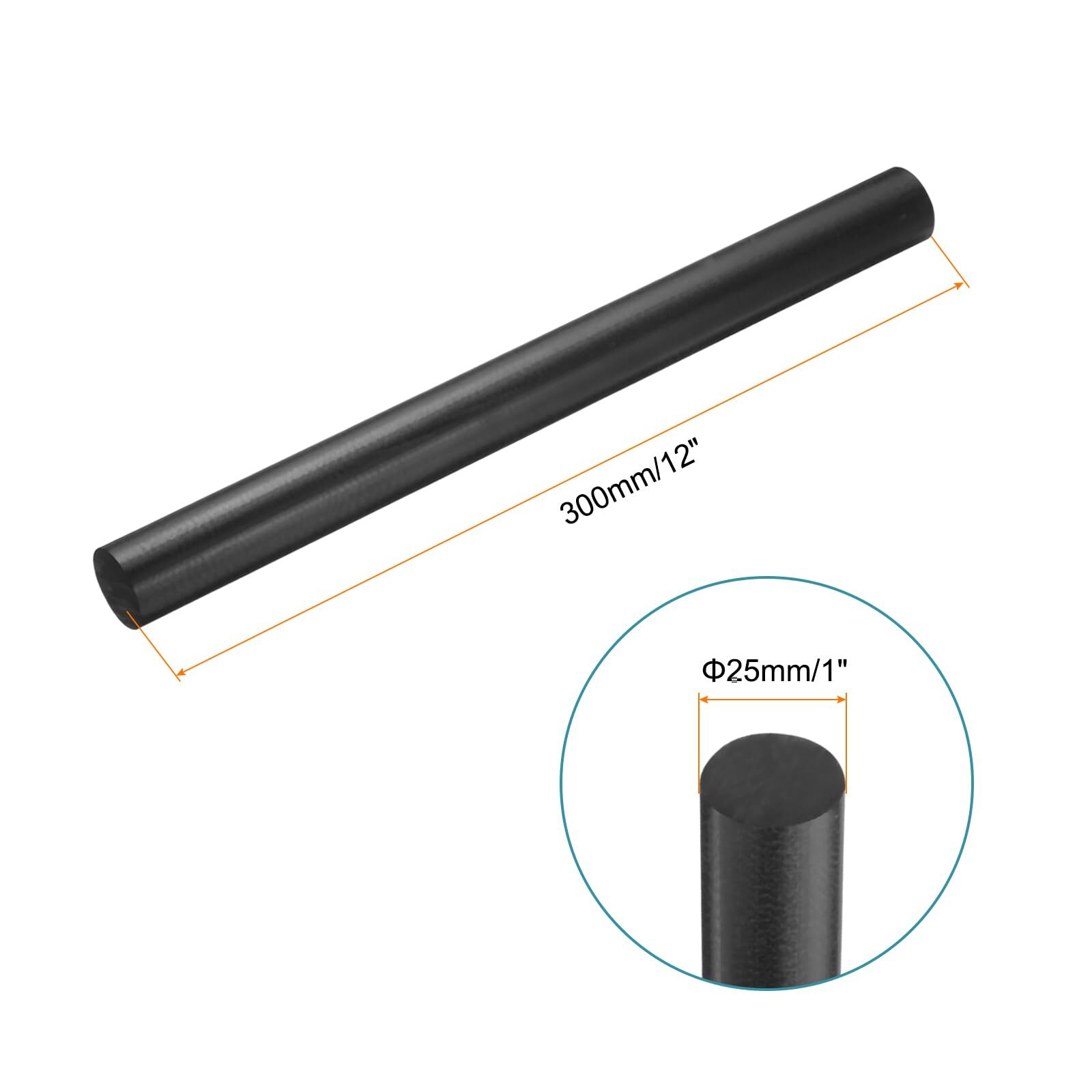 Black Round ABS Plastic Rods 1-inch Diameter and 12-inch Length Rigid Insulat…