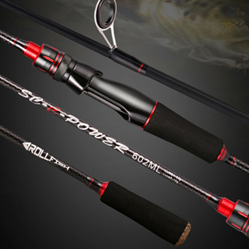 Rollfish Medium light Mod Fast Spinning Rod 6′ 2pc. Black/Red