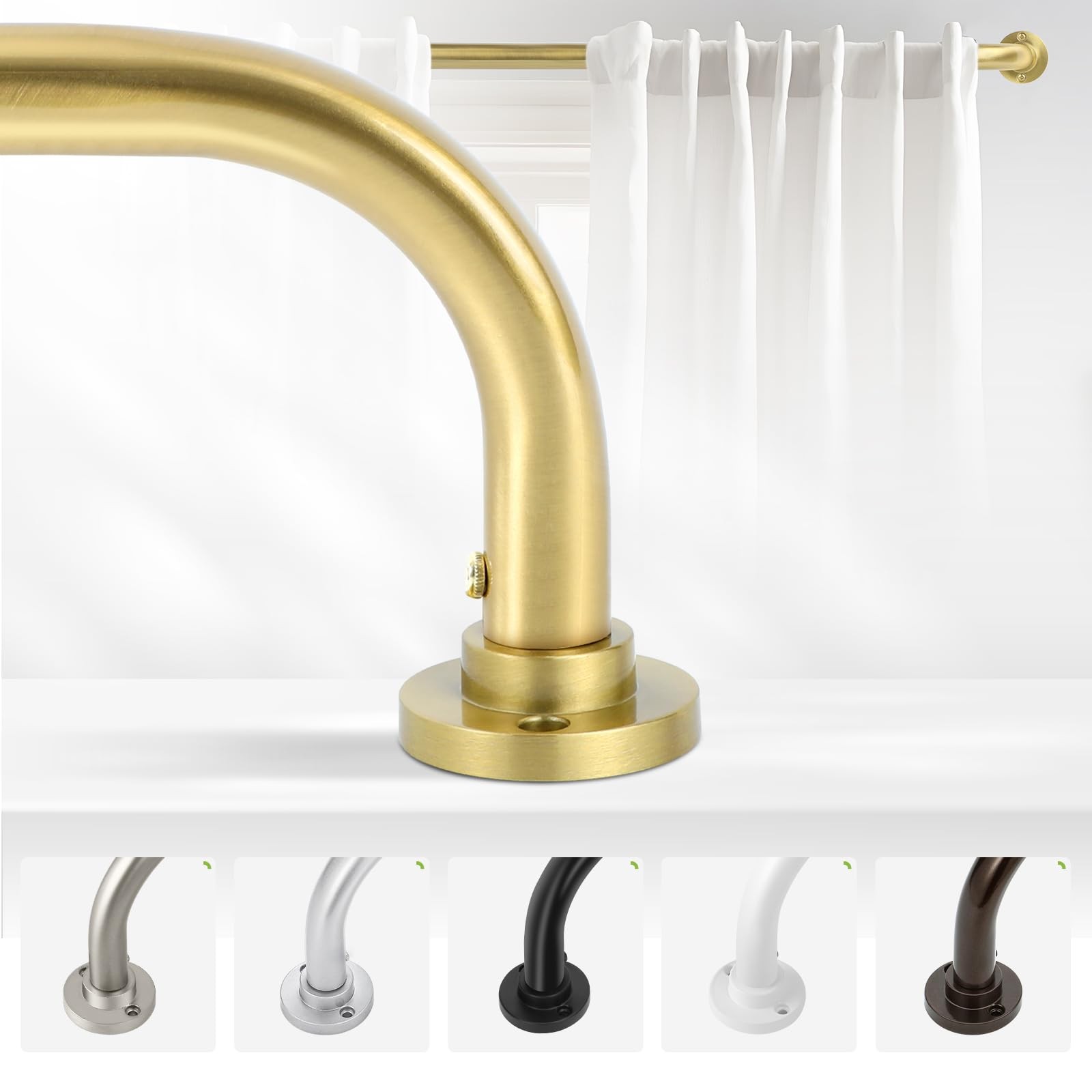 TANGWIN Gold Wrap Around Curtain Rods 28 to 48 Inch:Blackout Heavy duty Adjusta