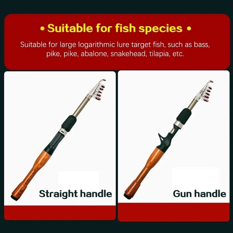 Mini Fishing Spinning Casting Rod 1.3-1.8m Telescopic Carbon Fiber Pole Sea Bass