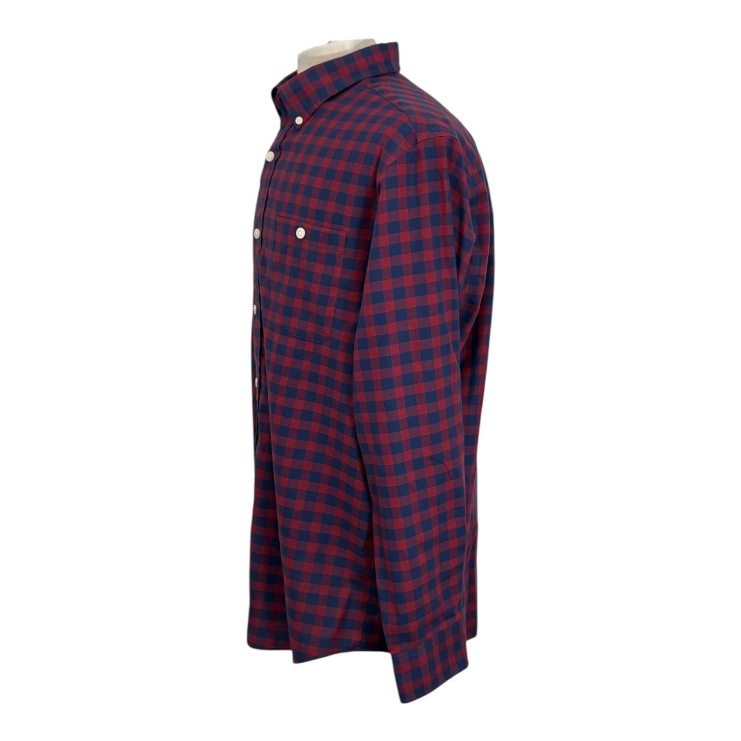 Orvis Men’s Size L Blue Red Checkered Button Up Shirt Long Sleeve Button Pocket