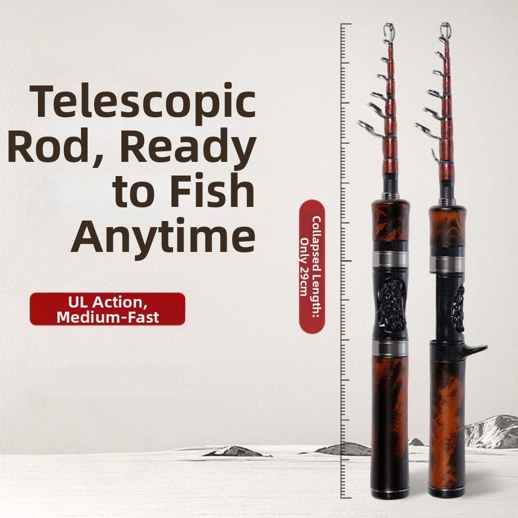 Carbon Telescopic UL Fishing Rod 1.5m or 1.8m Medium Fast Stream Trout Rod