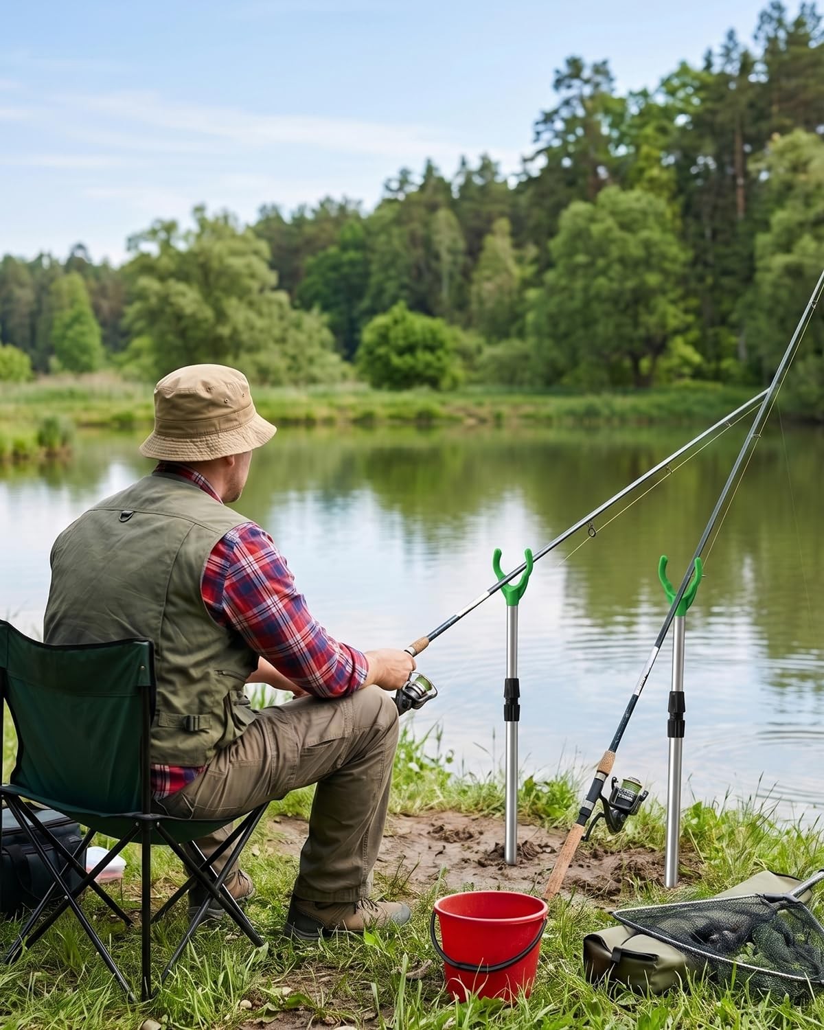 Fishing Rod Holder, Adjustable Telescopic Pole Telescopic, Black
