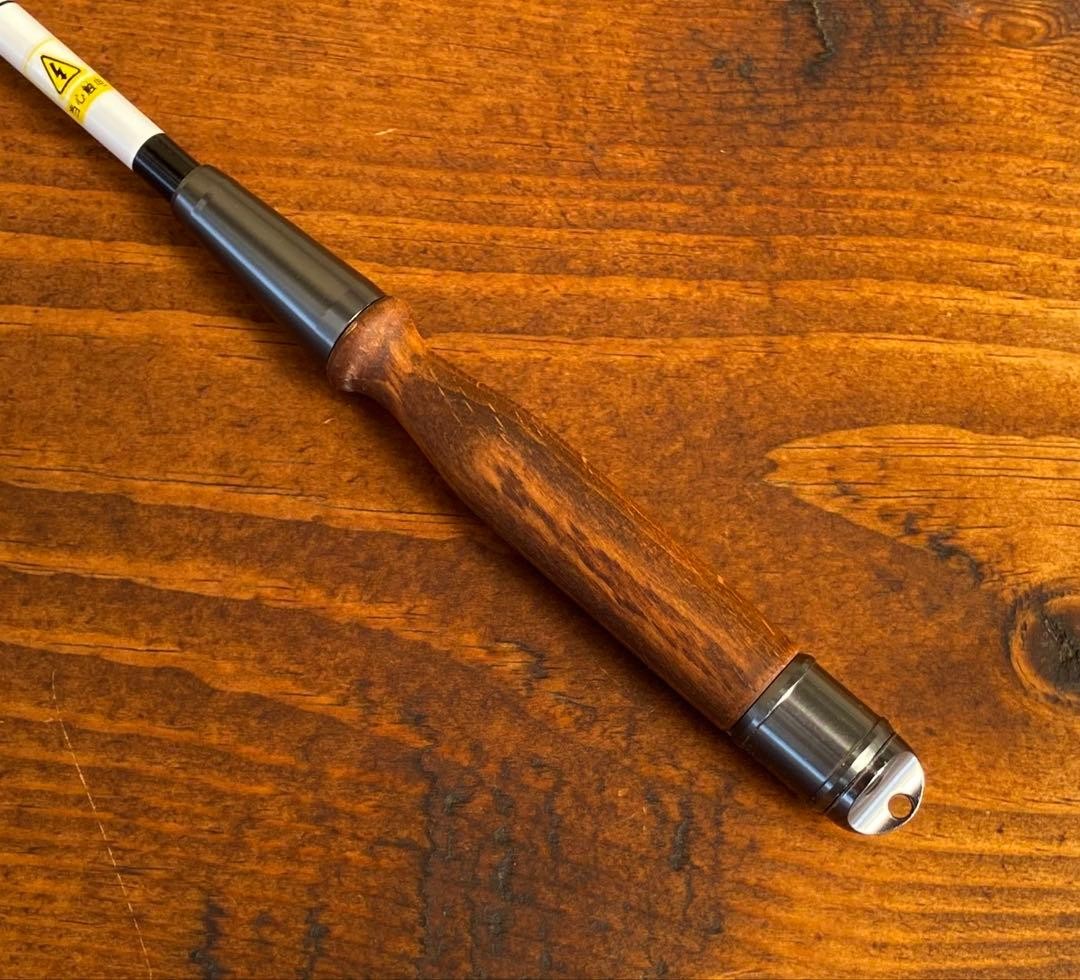 Tanago fishing rod 120cm wood grip brown & white swinging rod used