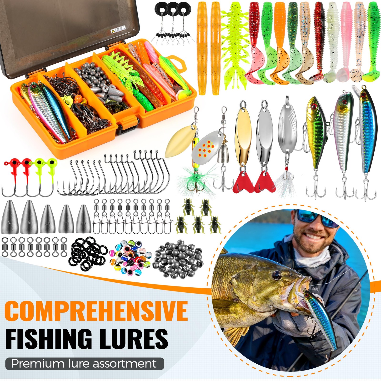 Fishing Rod with 137PCS Lures, Starter Fishing Kit with Fishing Rod and Reel …