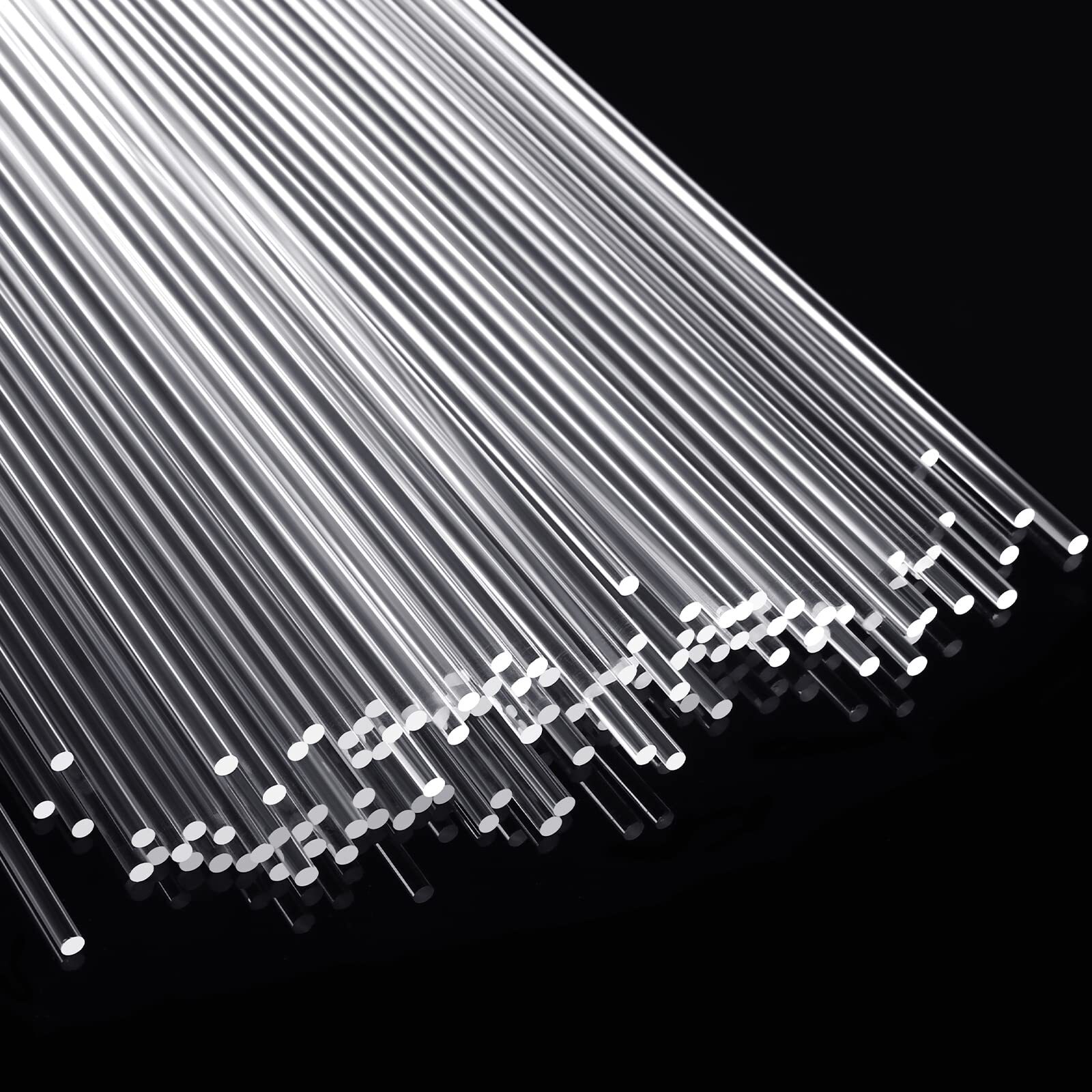 Clear Acrylic Rods 10 Inch 1/8 Inch Diameter Round Plastic Strip 120 Pieces